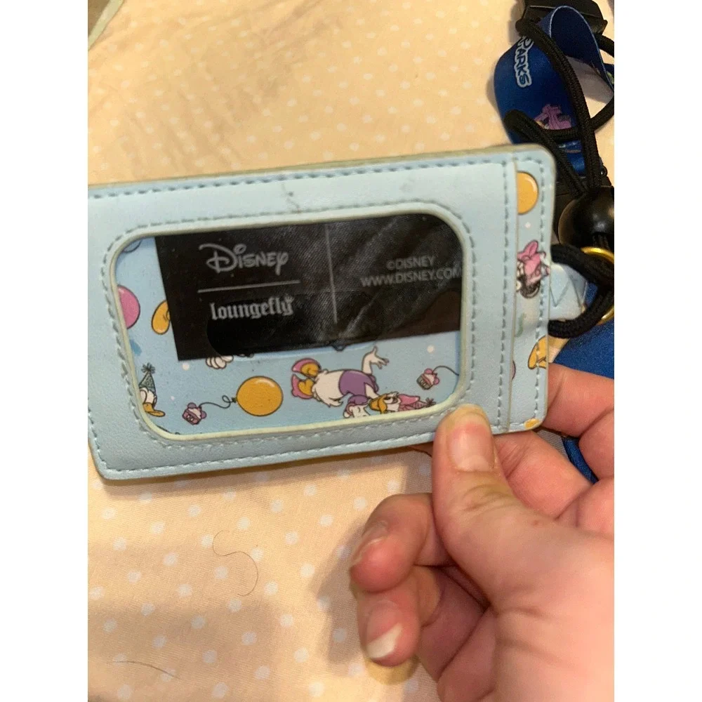 Disney Parks Loungefly Mickey Friends Birthday Celebration Lanyard ID Holder